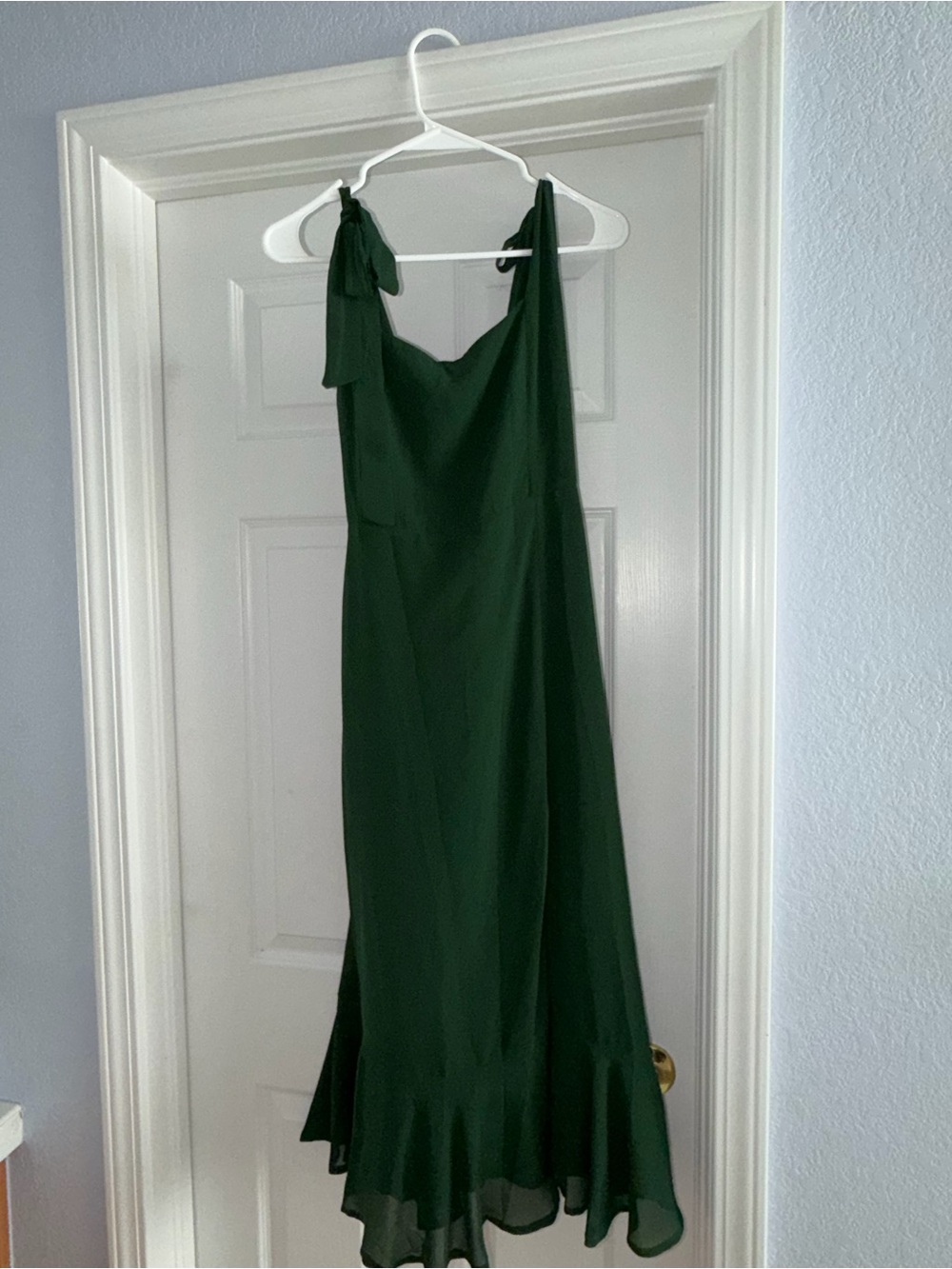 Lulu's Forest Green Tie-Shoulder Midi Slip Dress